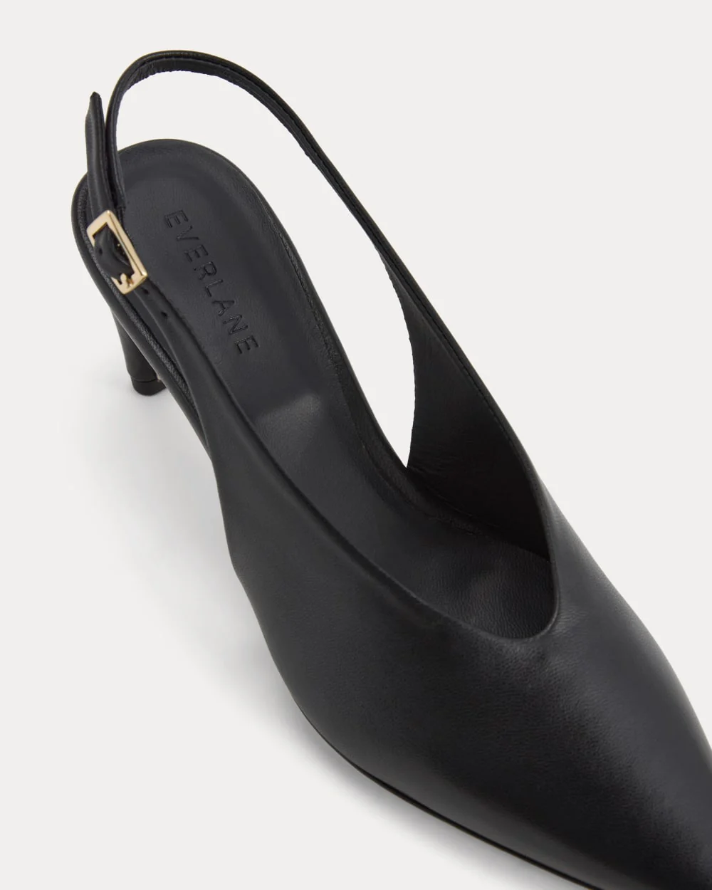 Talon à bride à bout pointu | Cuir noir