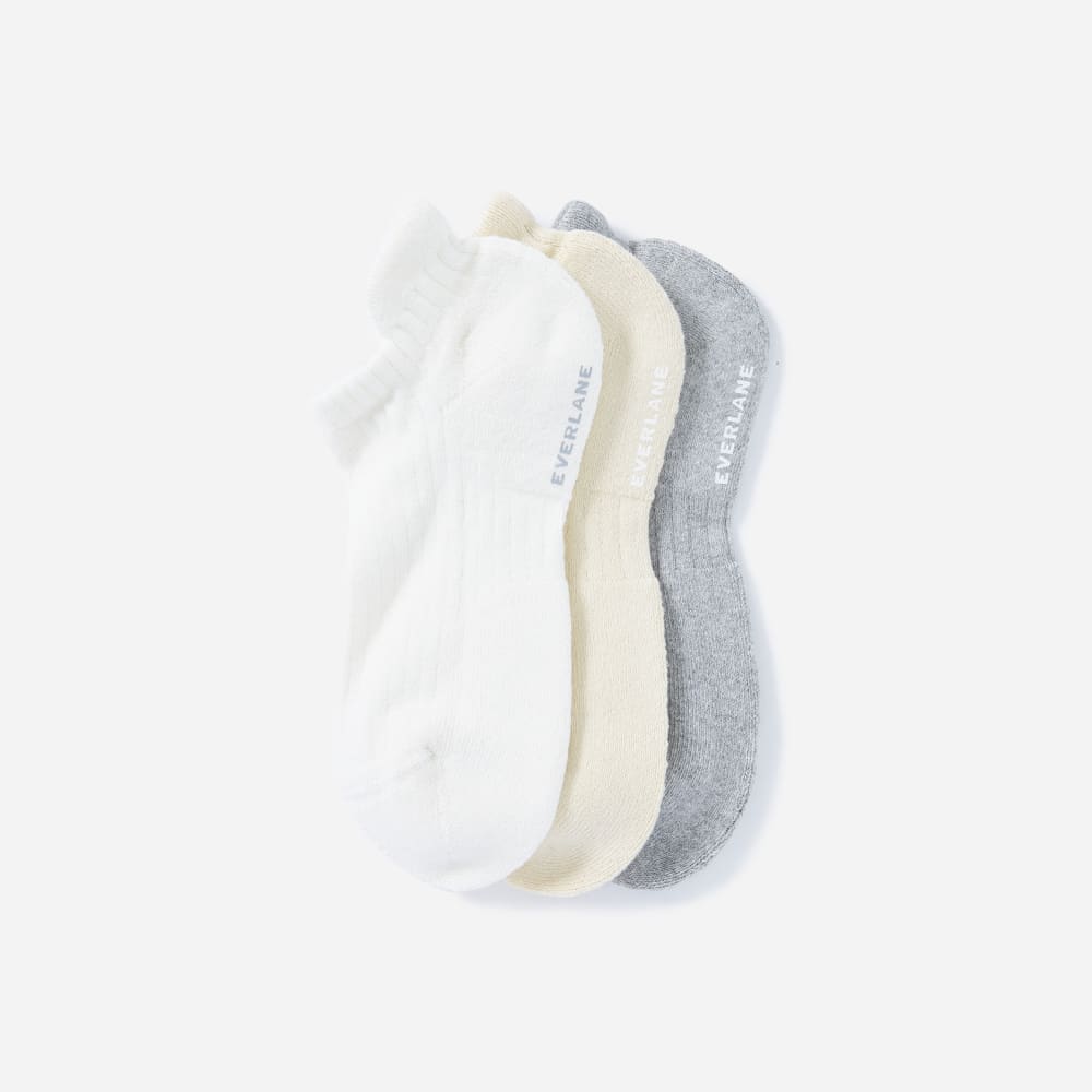 Le jeu de 3 chaussettes cheville en coton bio | Multicolore neutre