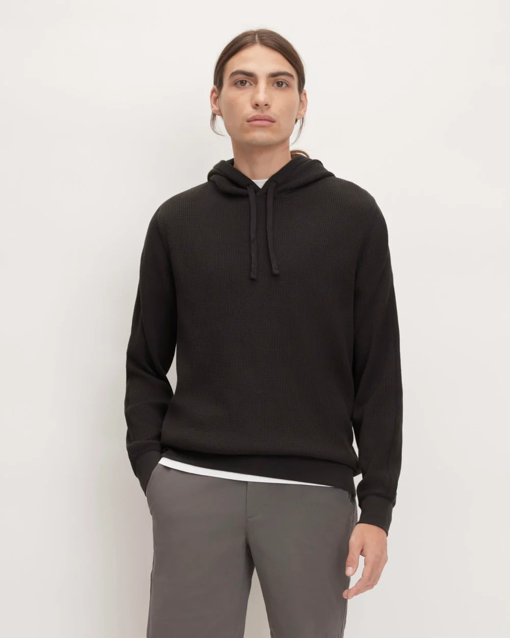 Le Pull à Capuche en Maille Waffle | Noir