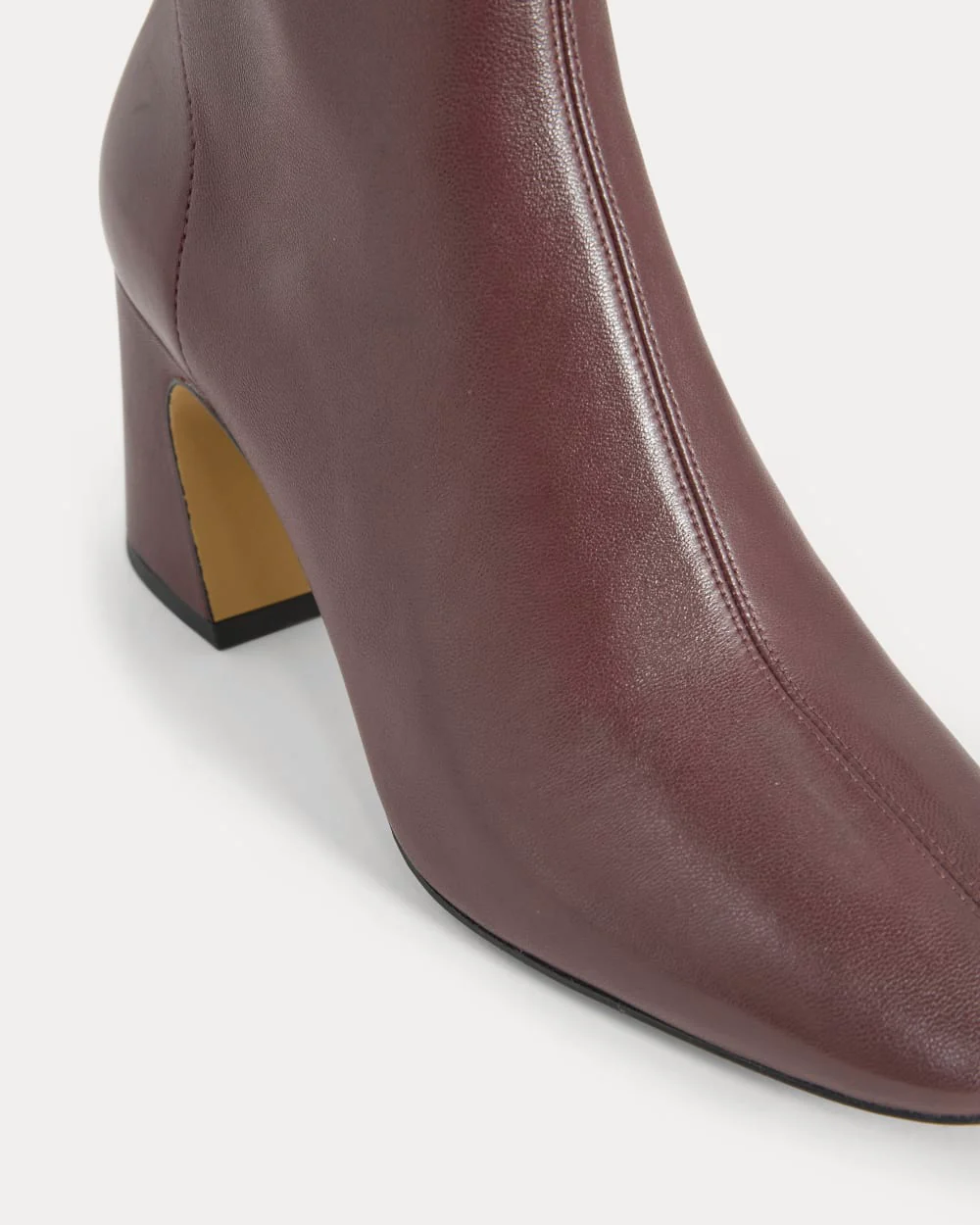 Botte à talon arrondi en cuir | Bordeau