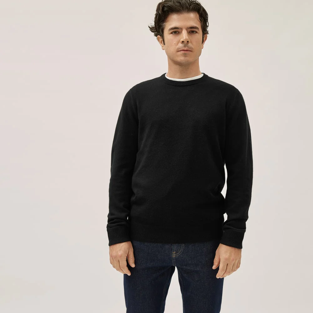 Le Pull Col Rond en Cachemire de Qualité A | Noir