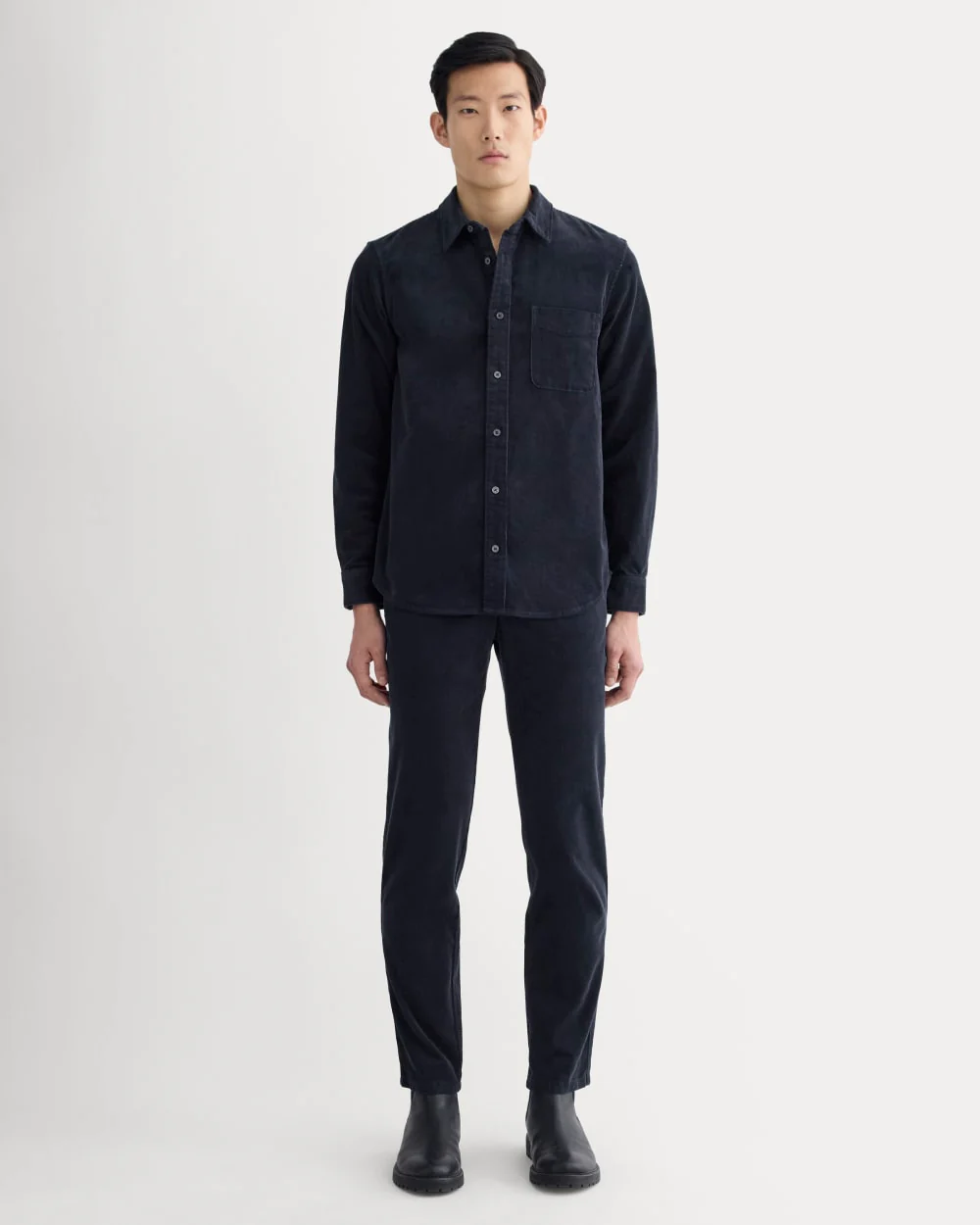La Chemise Classique en Velours Côtelé | Bleu Marine