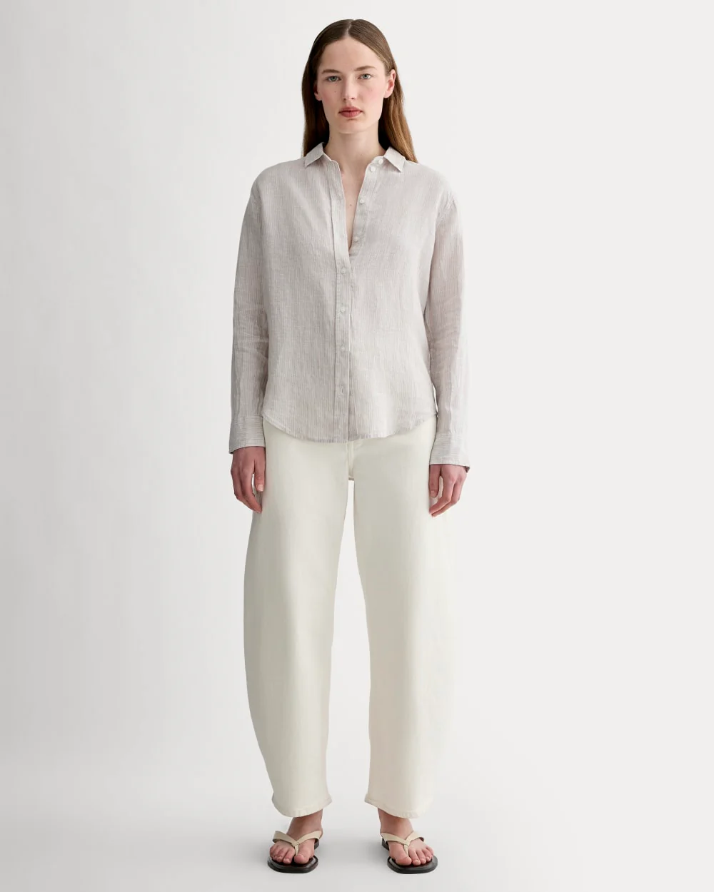 La Chemise Indispensable en Lin | Stone / Blanc