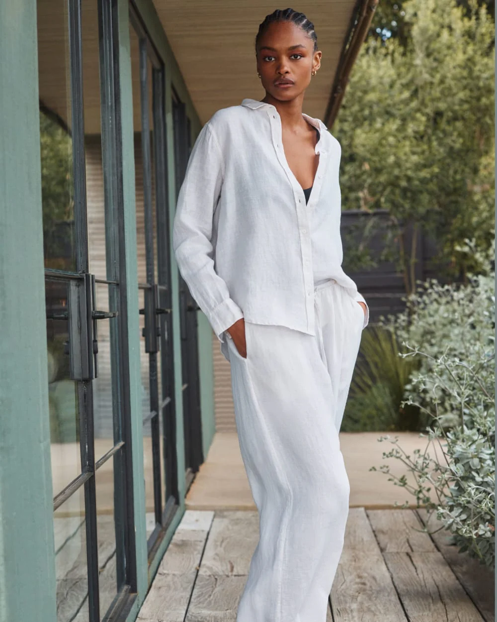Le Pantalon à Cordon de Cordon en Lin | Chambray Naturel