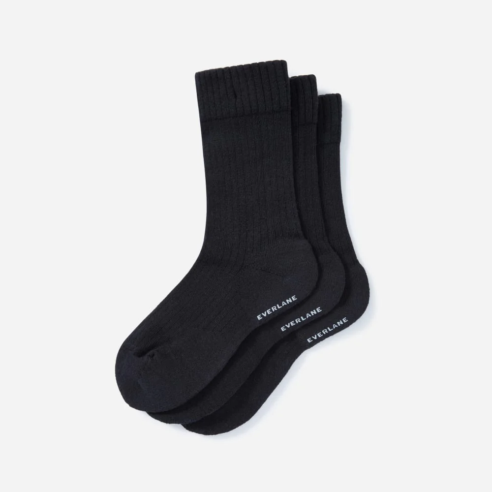 Le lot de 3 chaussettes côtelées en coton bio | Noir