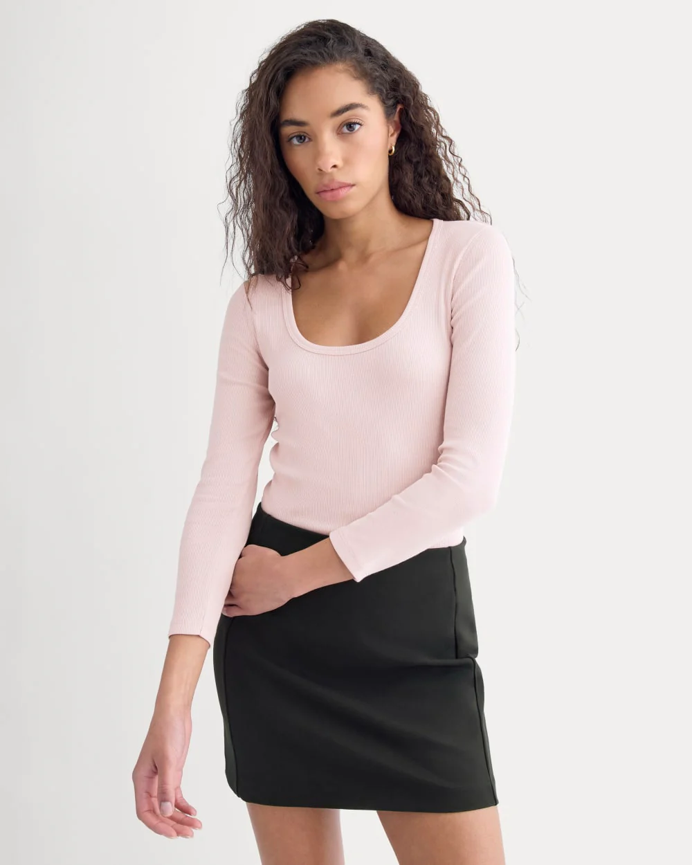Top à col en U profond en maille luxueuse | Lilas brûlé