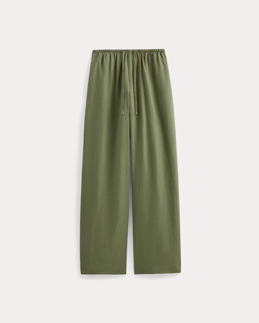 Le Pantalon à Cordon de Canelure en Lin | Vert Lichen