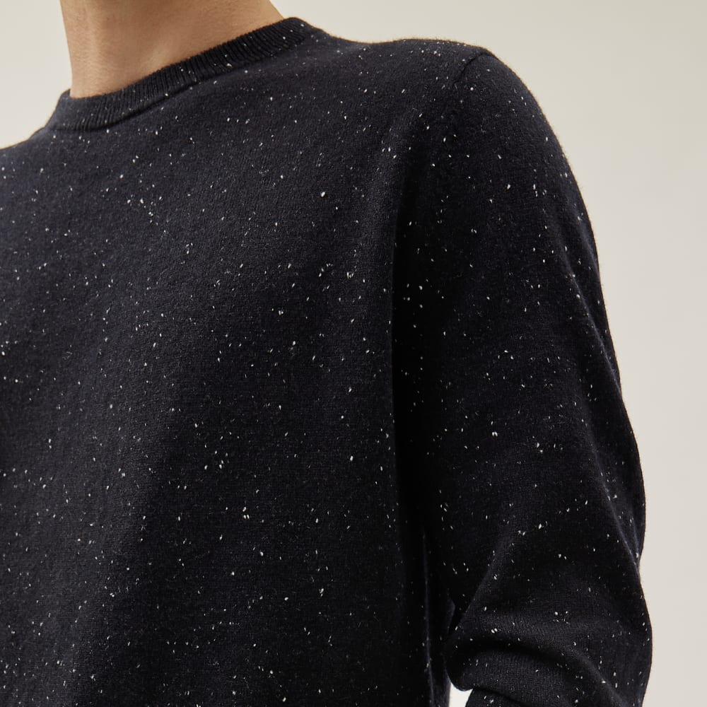 Le Pull Col Rond en Cachemire de Qualité A | Navy Sombre Donegal