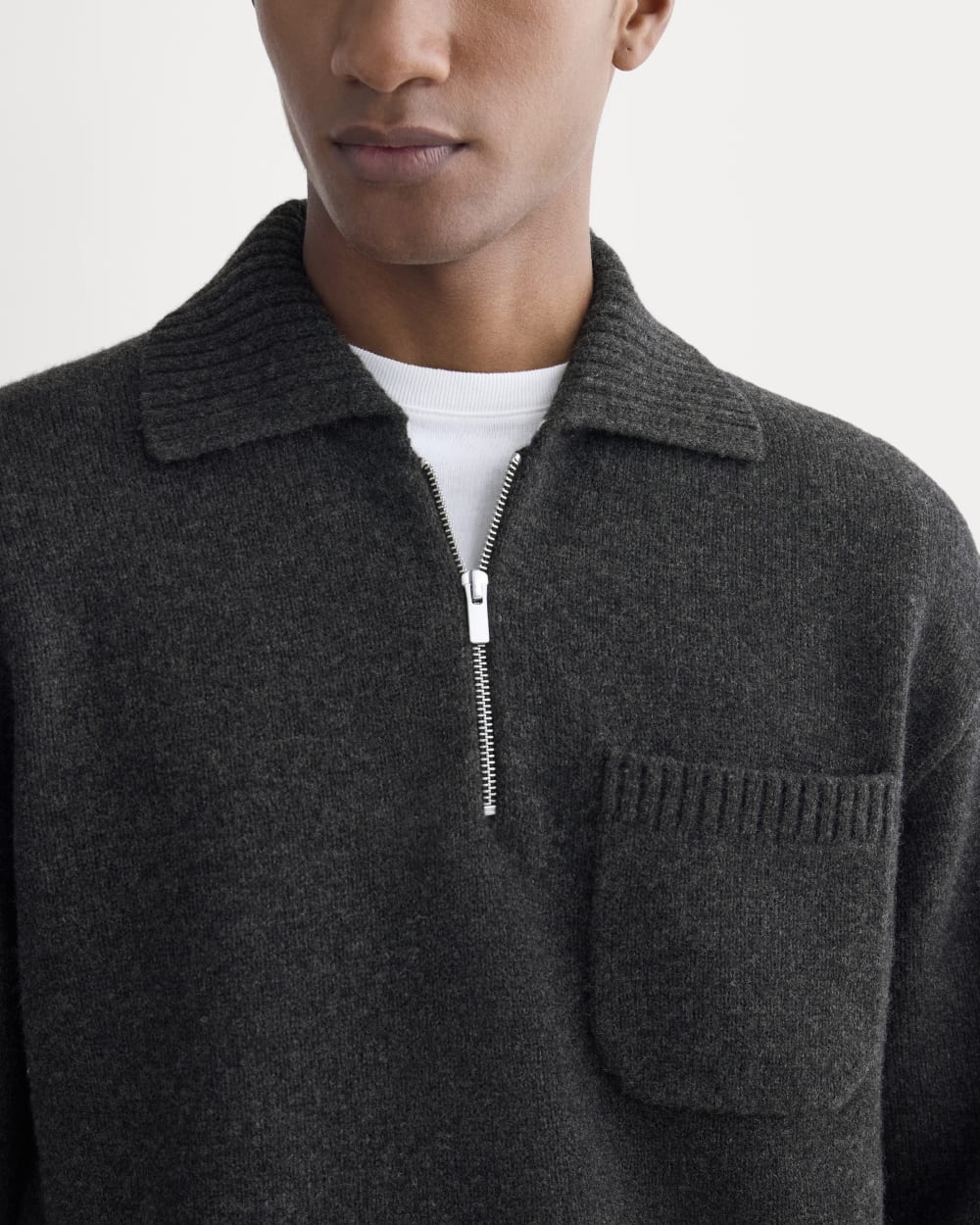 Pull-over à manches longues à fermeture éclair 1/4 | Noir grisâtre