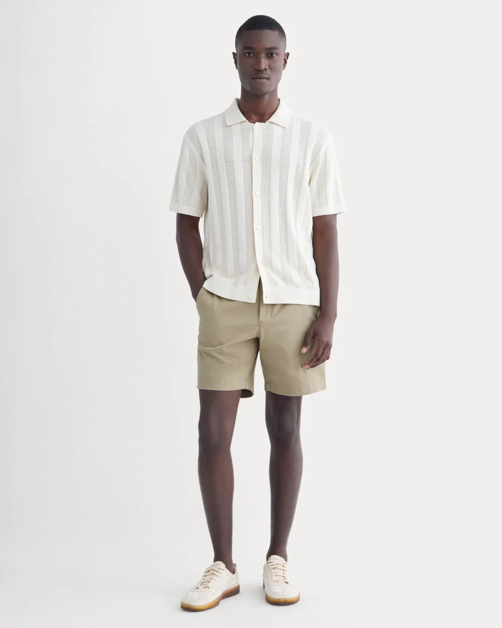 Le short chino à élastique | Kaki trench coat