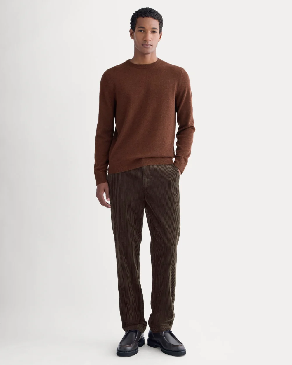 Le pull col rond en cachemire | Mahogany melé
