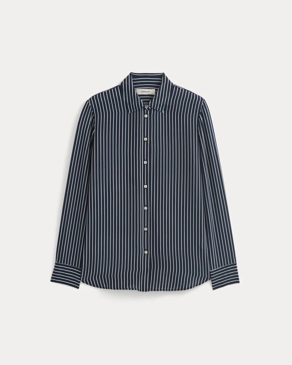La Chemise Indispensable en Soie Lavable | Bleu Véritable / Rayure Crème