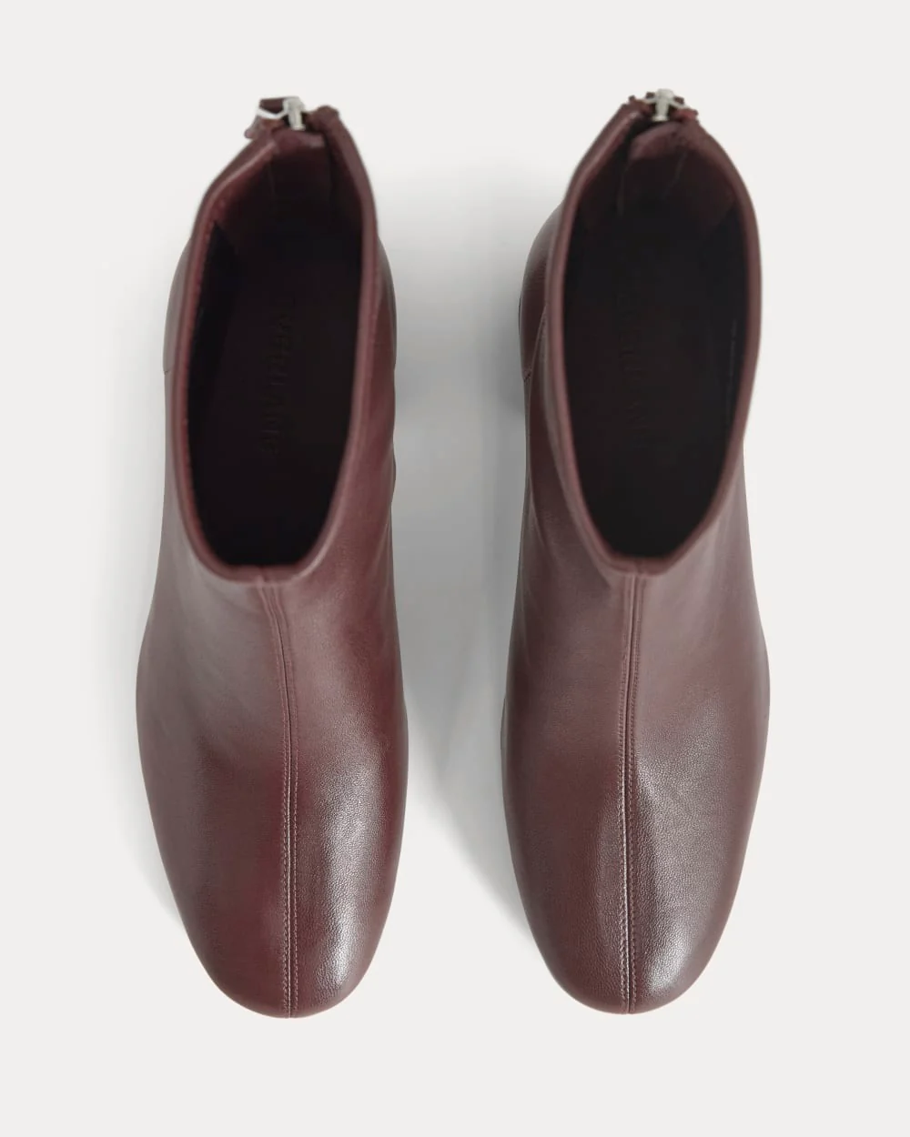 Botte à talon arrondi en cuir | Bordeau