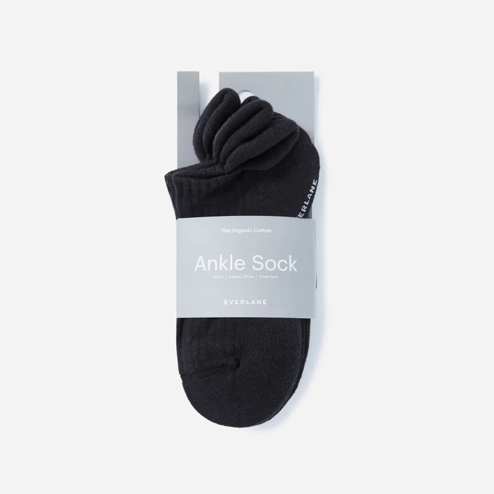 Le lot de 3 chaussettes cheville en coton bio | Noir