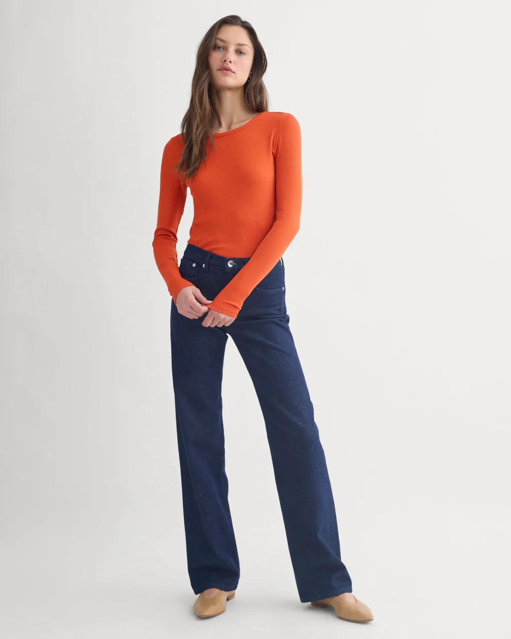 Le Pull à Manches Longues à Col Rond Luxe | Rouge Brûlé