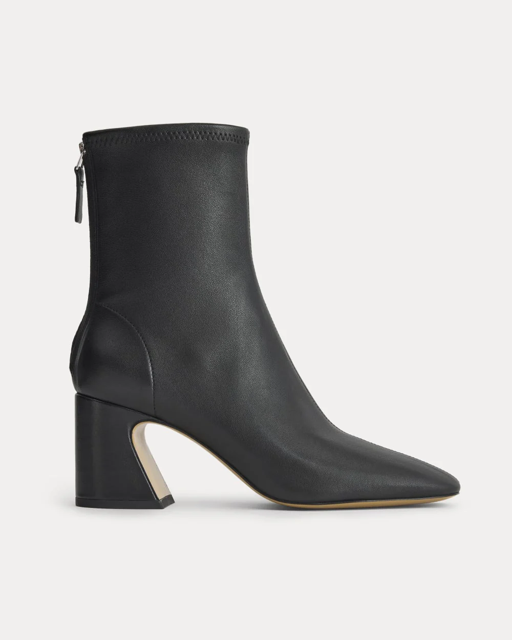 Botte à talon arrondi en cuir | Noir