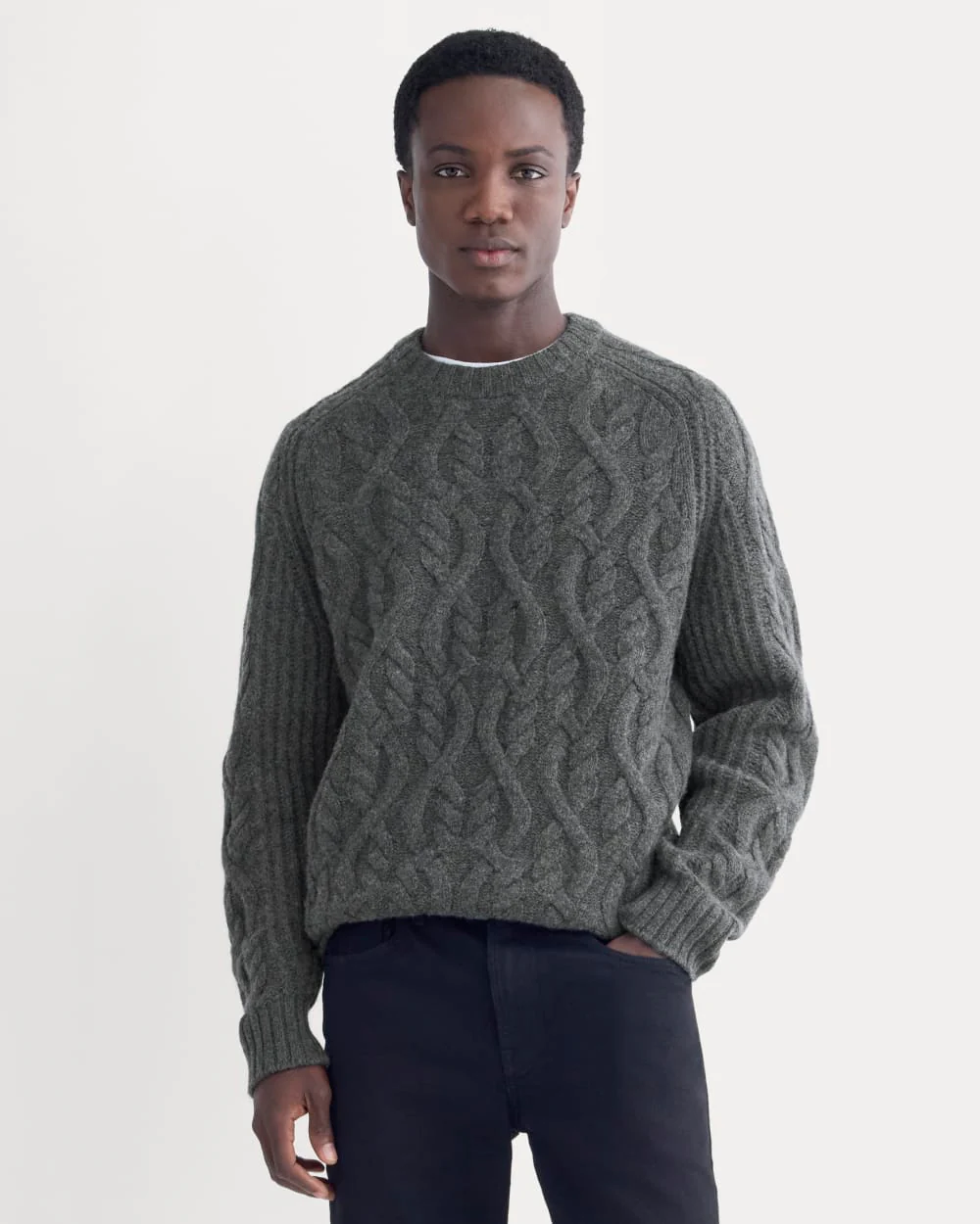 Pull col roulé en maille côtelée en laine mérinos de luxe | Soot grisé