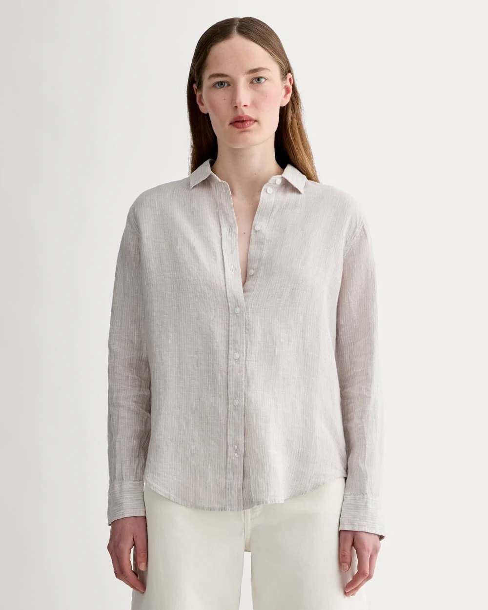 La Chemise Indispensable en Lin | Stone / Blanc