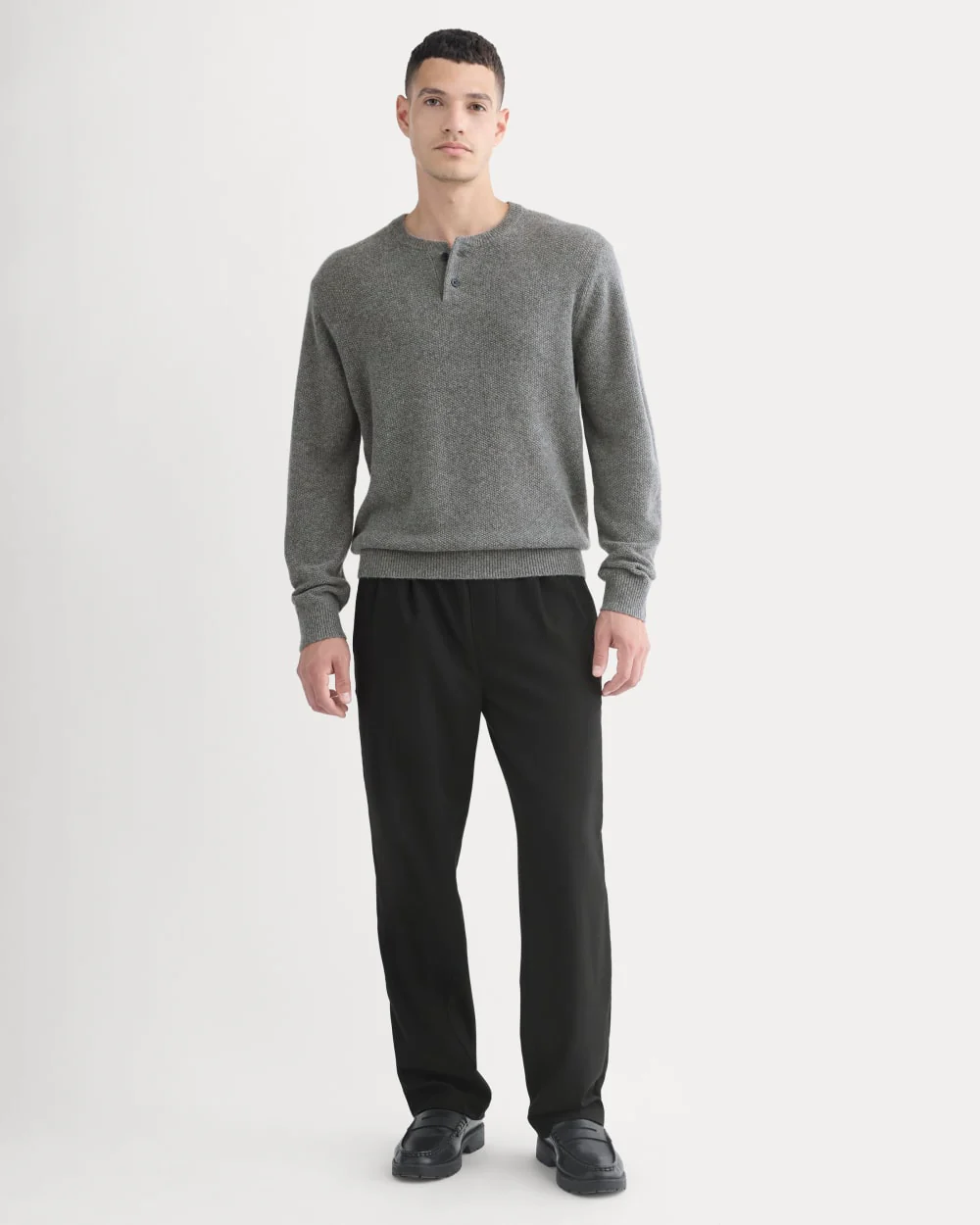 Henley en laine et cachemire | Gris anthracite