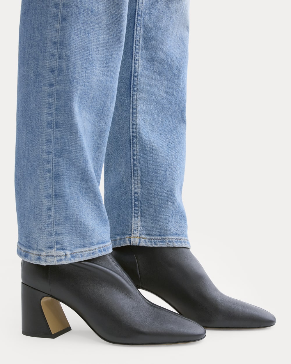 Botte à talon arrondi en cuir | Noir
