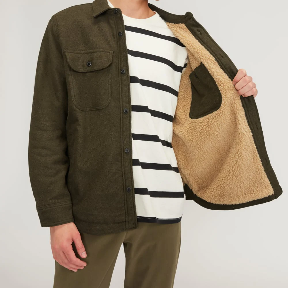 La veste surchemise épaisse doublée polaire ReNew | Vert grisé