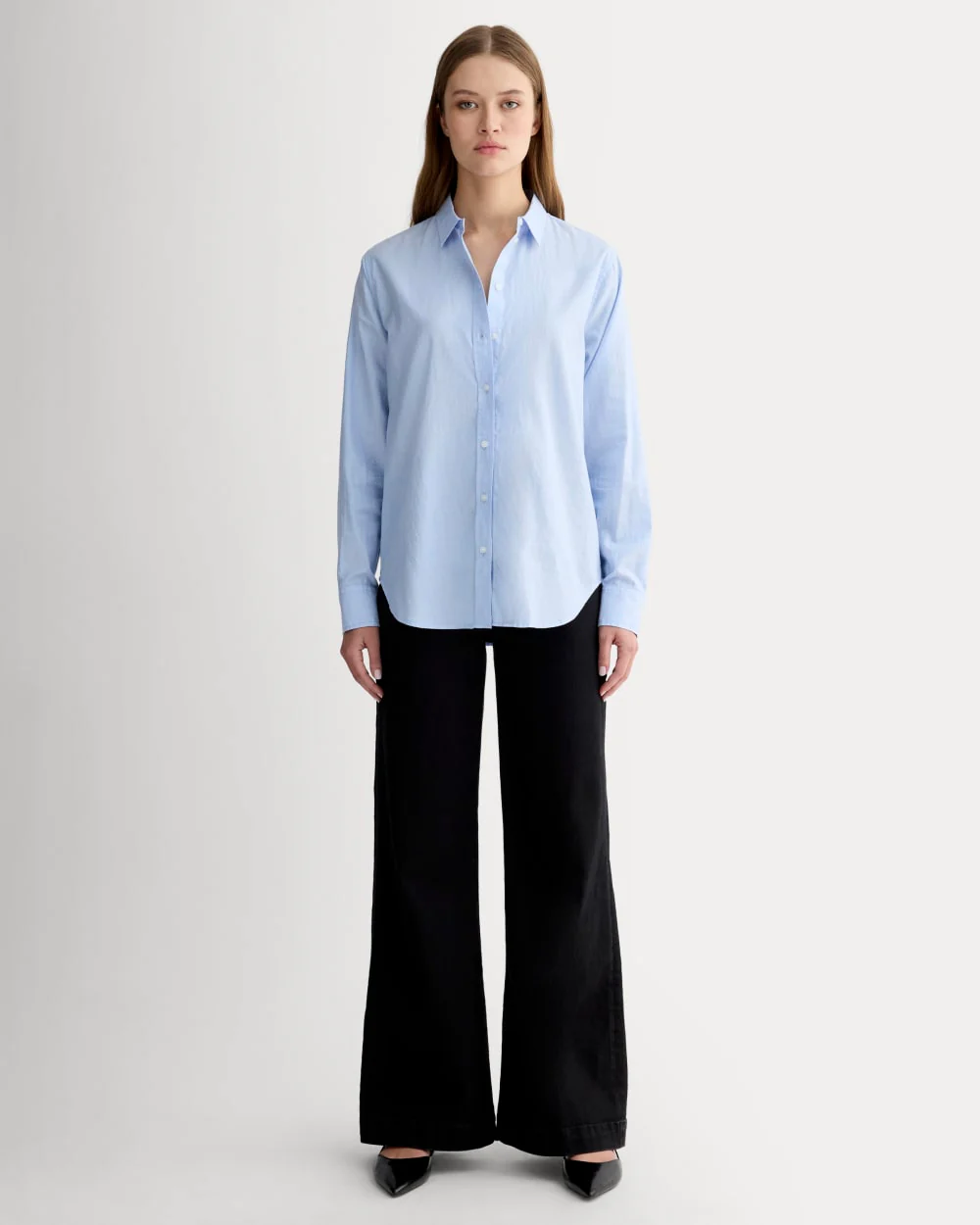 La Chemise Indispensable en Coton Soyeux | Bleu Pâle