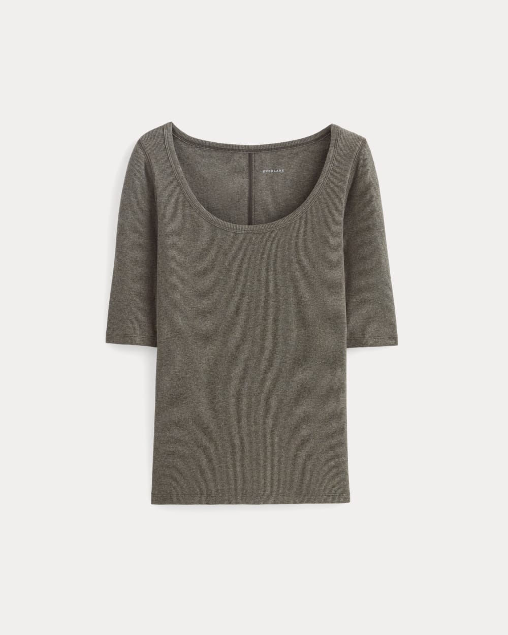 Le T-shirt à col en V et rayures luxueuses | Gris fatigue