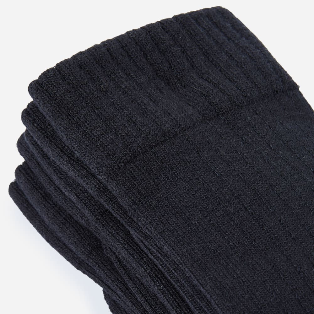 Le lot de 3 chaussettes côtelées en coton bio | Noir