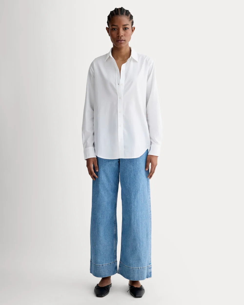 La Chemise Indispensable en Coton Soyeux | Blanc