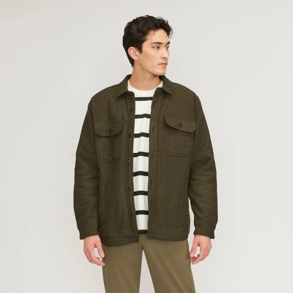 La veste surchemise épaisse doublée polaire ReNew | Vert grisé