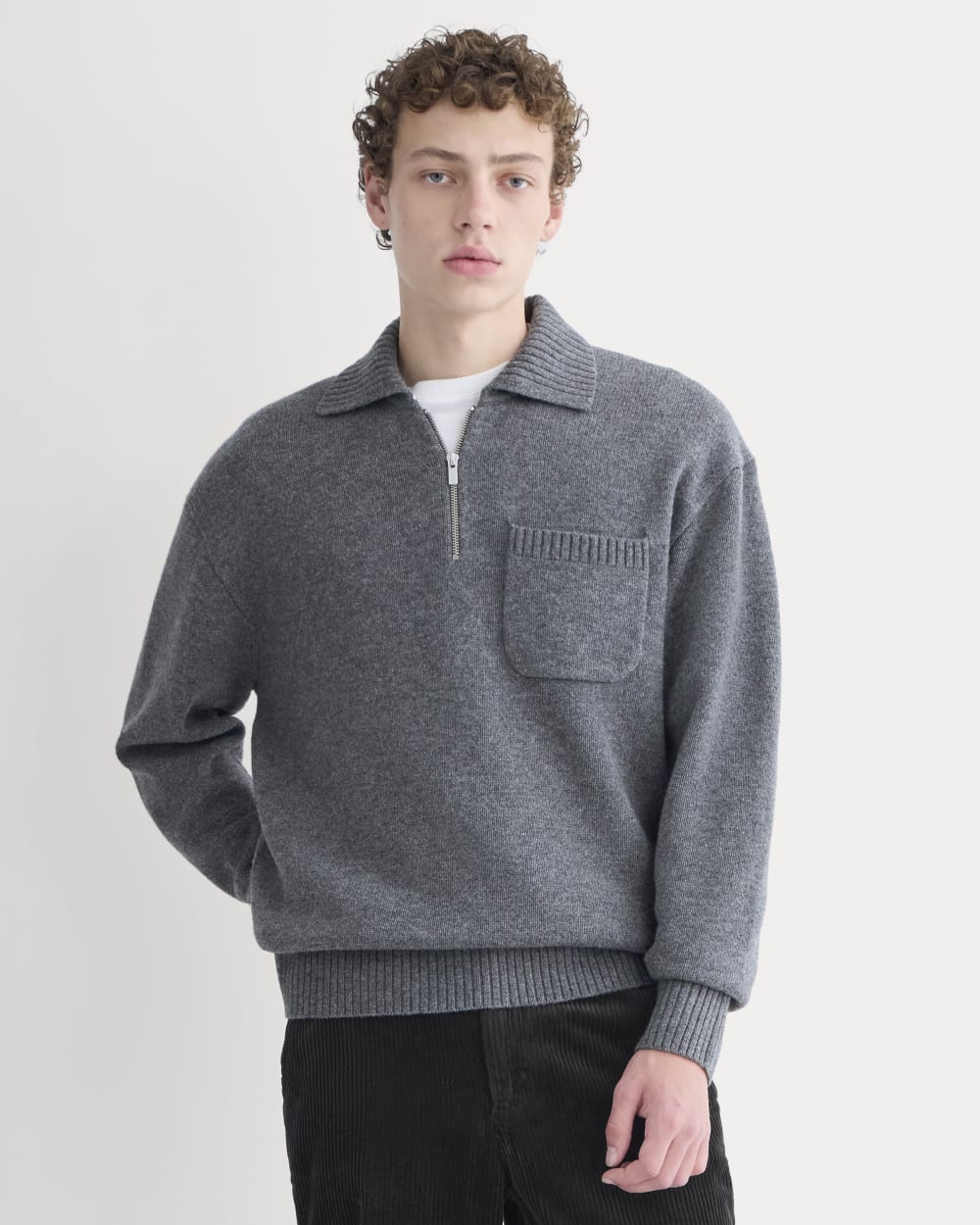 Pull-over à manches longues à zip quartier Luxe | Gris fumé