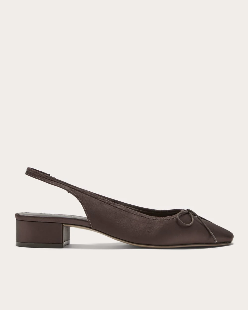 Le Talon à Slingback Ballet | Satin Brun Foncé