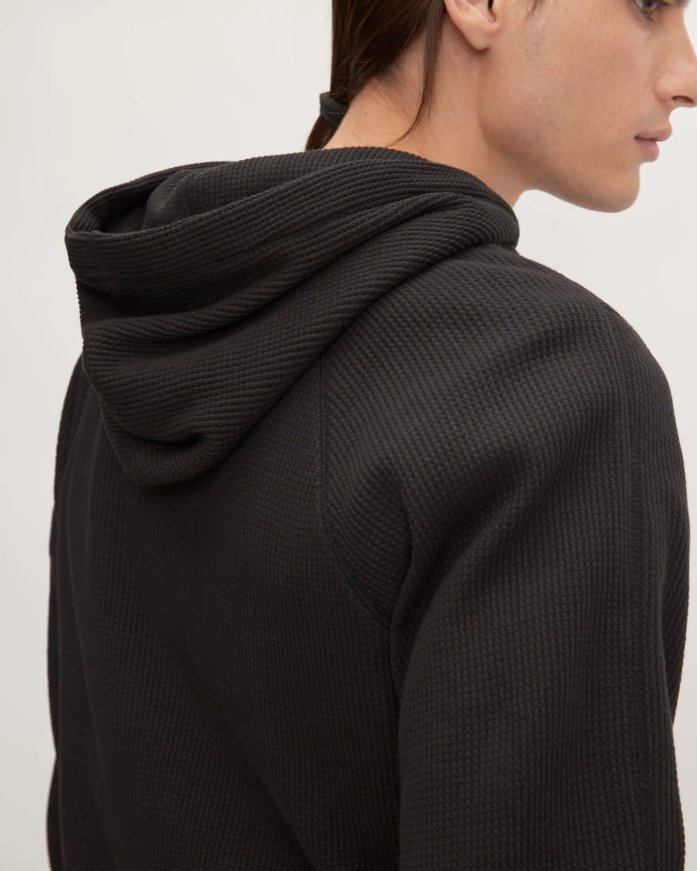 Le Pull à Capuche en Maille Waffle | Noir
