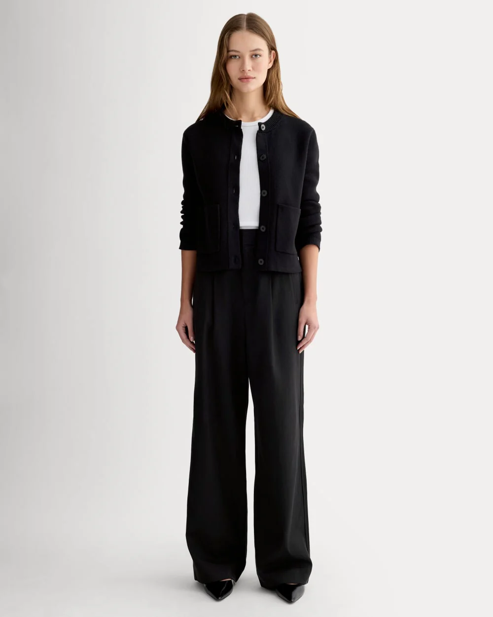 Le Pantalon Plissé The Draper en Buttersmooth | Noir | 81 cm de longueur intérieure