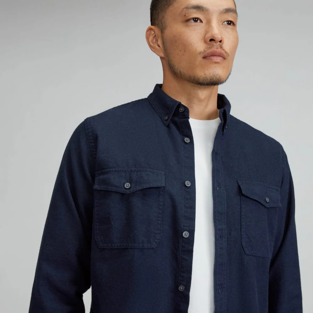 La Chemise en Flanelle Brossée | Bleu Marine