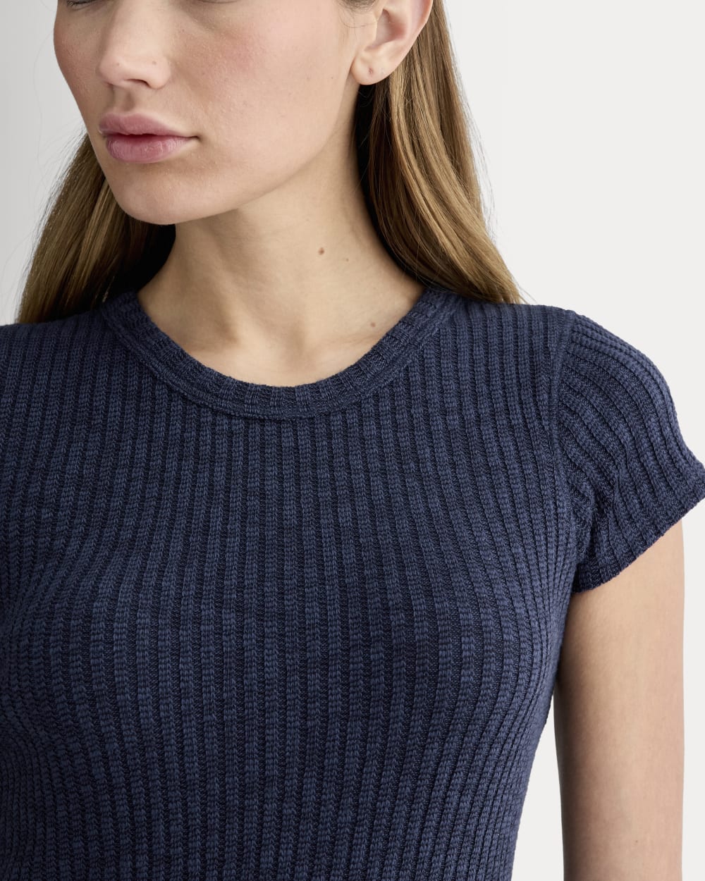 Le T-shirt à mailles douces | Bleu marine