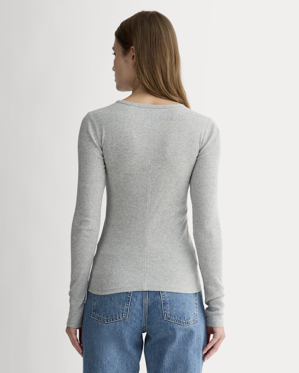 Le Pull à Manches Longues à Col Rond Luxe | Gris Clair Lavé