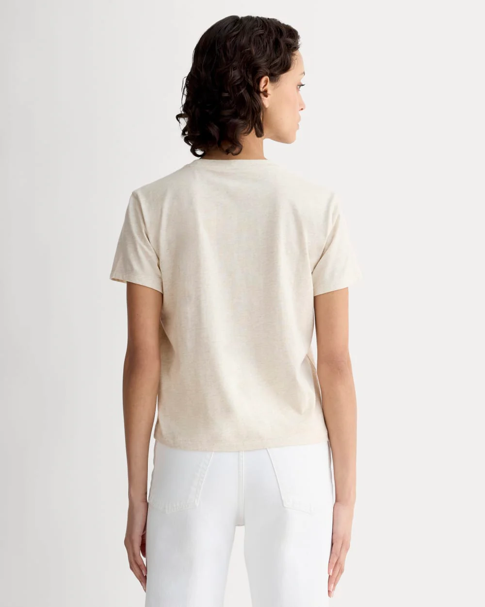 Le T-shirt Box-Cut en coton essentiel | Oat chiné | Sans poche