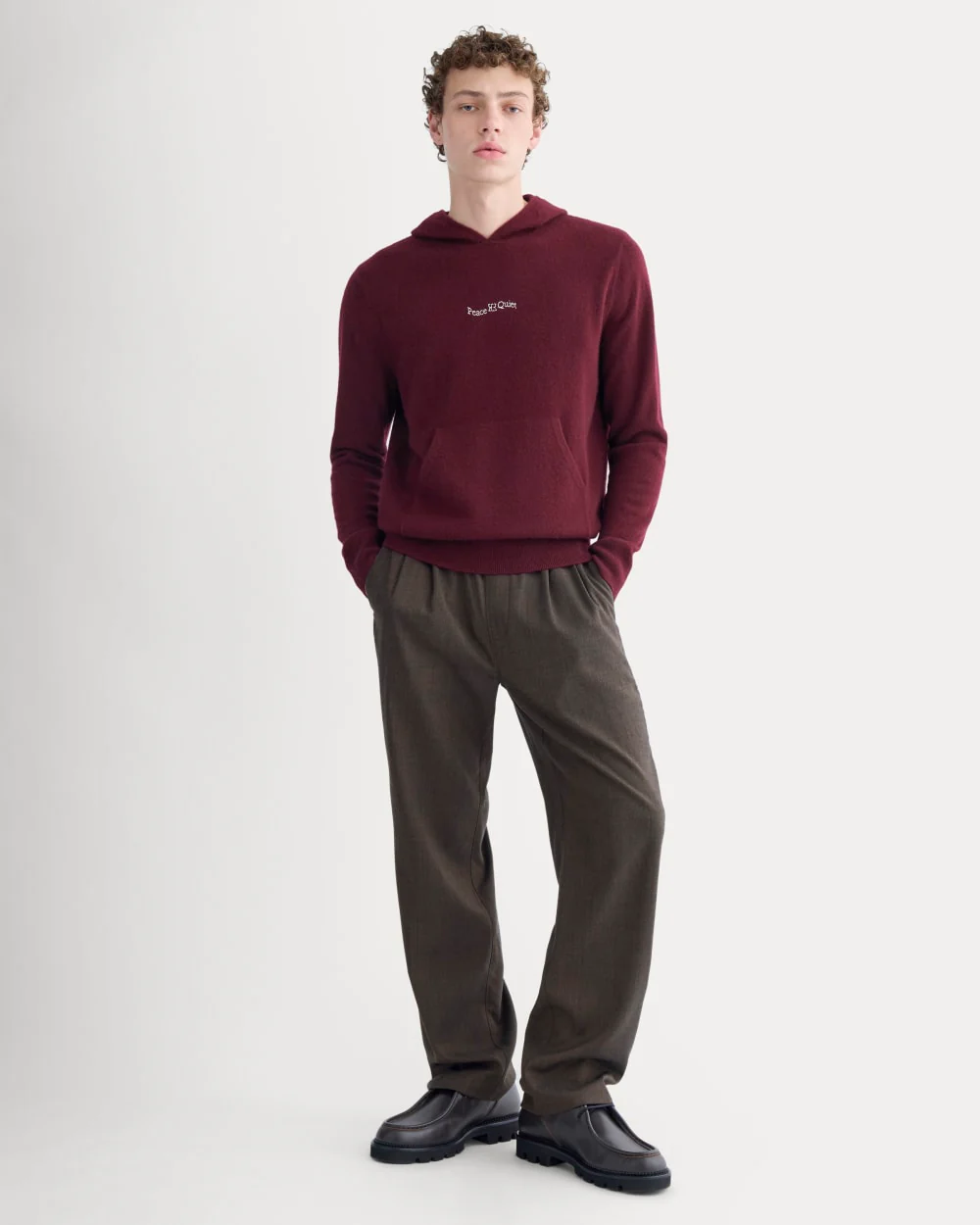 Sweat à capuche en cachemire Everlane x Peace & Quiet | Rouge cerise