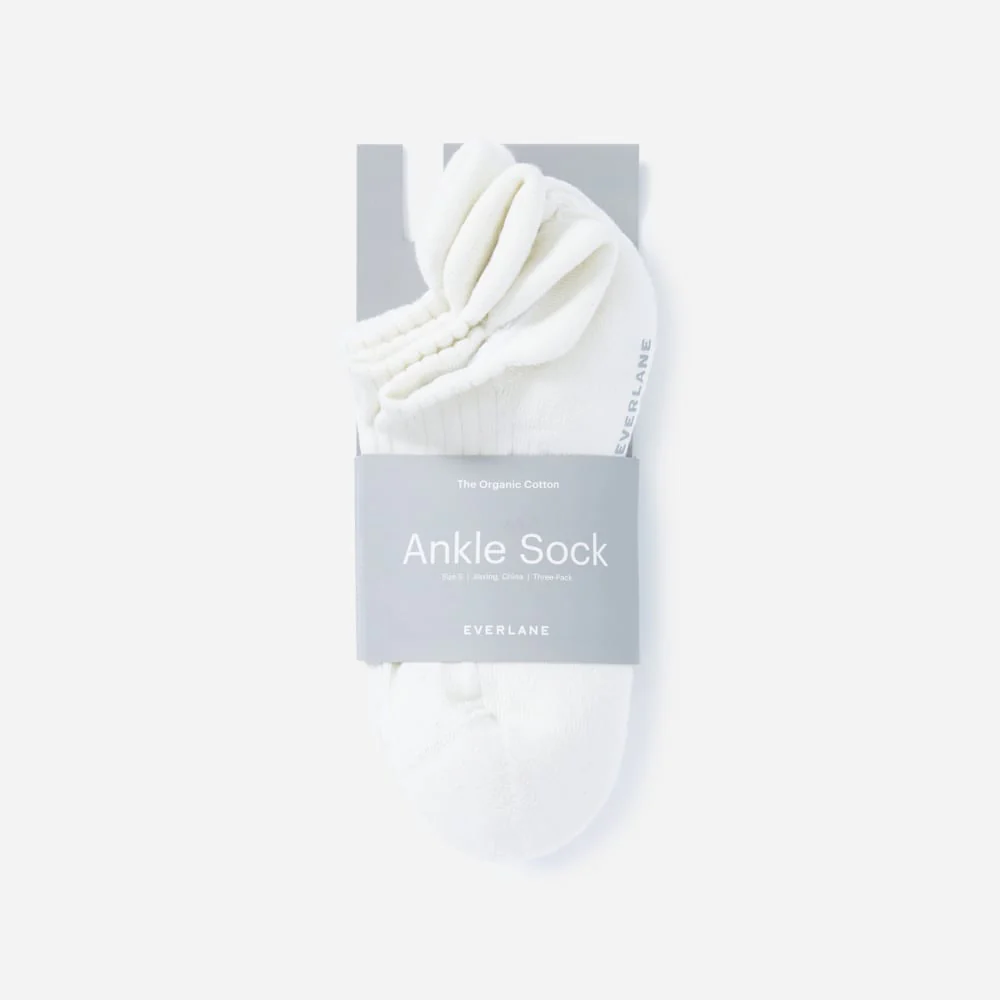 Le lot de 3 chaussettes cheville en coton bio | Blanc